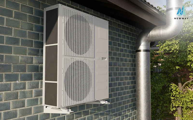 Large outdoor air conditioning condenser units installed on a rooftop in Singapore