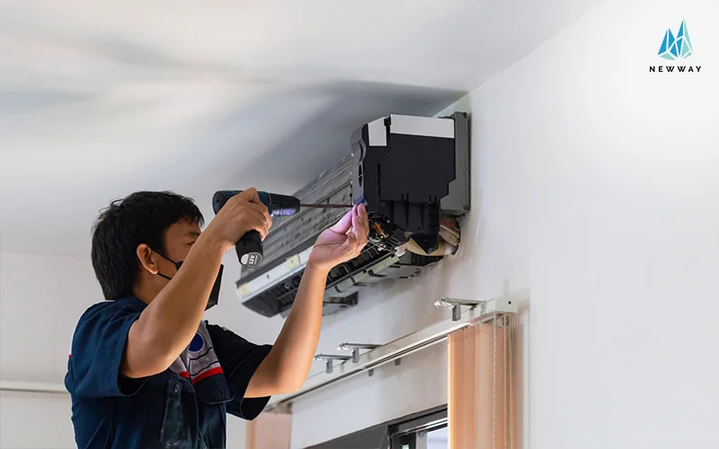 Routine inspection and servicing of an air conditioner