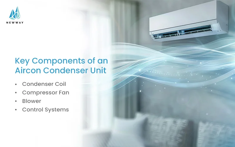 key components of an aircon condenser unit infographic